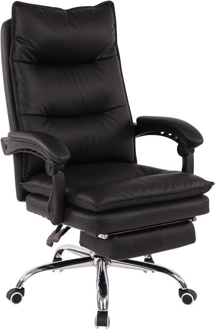 TPFLiving Bürostuhl Poncho Executive Chair aus Kunstleder in Schwarz mit Armlehnen und Rollen - Bild 1