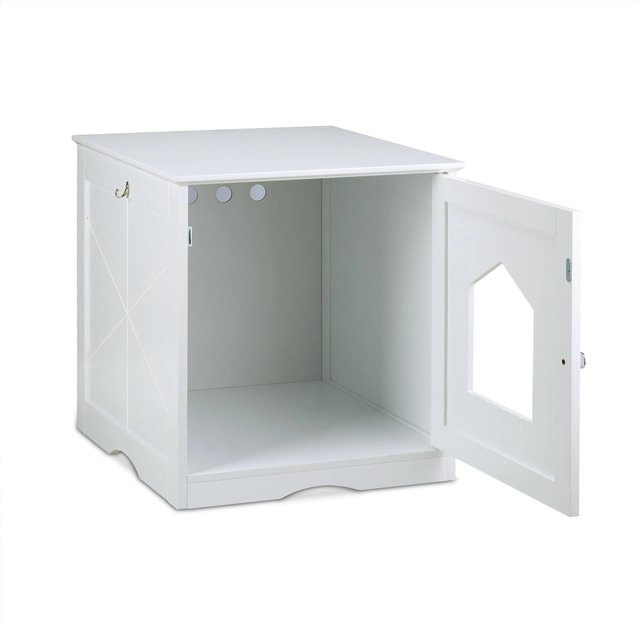 Relaxdays Katzenschrank aus MDF und Stahl in Weiß mit B/T/H: 52 x 48 x 53 cm - Bild 1