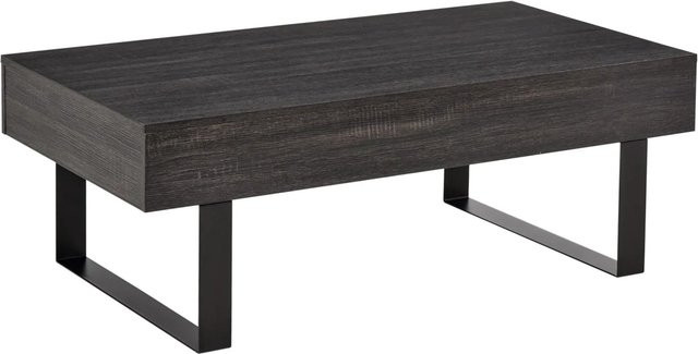 HOMCOM Couchtisch aus Spanplatte und Metall in Dunkelgrau mit Holzmaserung, B/T/H: 110 x 60 x 40 cm - Bild 1