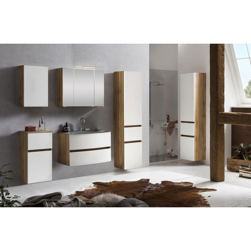 HELD MÖBEL Waschtisch-Set KOPENHAGEN, 6-teilig, Weiss, Wandmontage mit LED-Beleuchtung und Soft-Close-Türen, B/T/H: 80 x 64 x 60 cm - Bild 2
