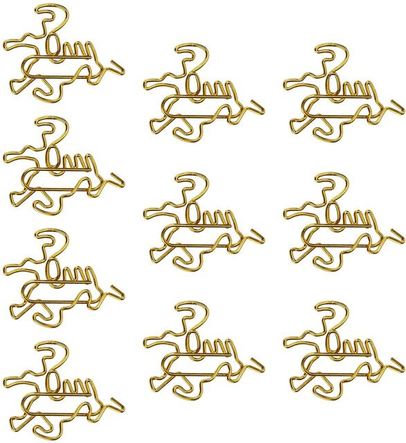 10 Stück GoolRC Büroklammern in Tierform aus Metall in Gold und Braun als Lesezeichen und Fotohalter - Bild 1