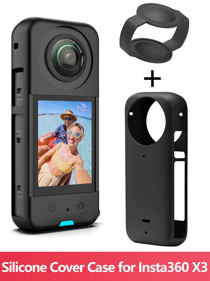 Insta360 X3 Vollschutz-Set mit Silikon-Schutzhülle, Objektivabdeckung und Anti-Verlust-Band in Schwarz - Bild 2