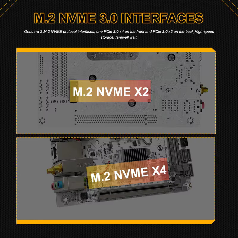 JGINYUE H610 Mini-ITX Motherboard LGA1700 für Intel Core i3/i5/i7/i9 Prozessoren der 12. und 13. Generation, Dual-Channel DDR4, Dual M.2 NVMe, Schwarz - Bild 5