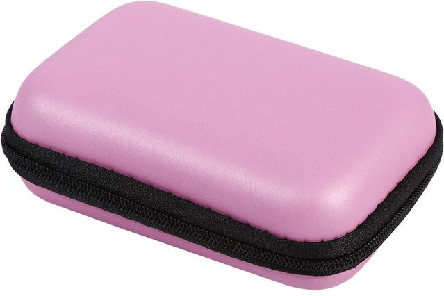 CosyHome Mini Aufbewahrungstasche als tragbarer Organizer für Kopfhörer, Datenkabel und USB-Sticks in Pink - Bild 1
