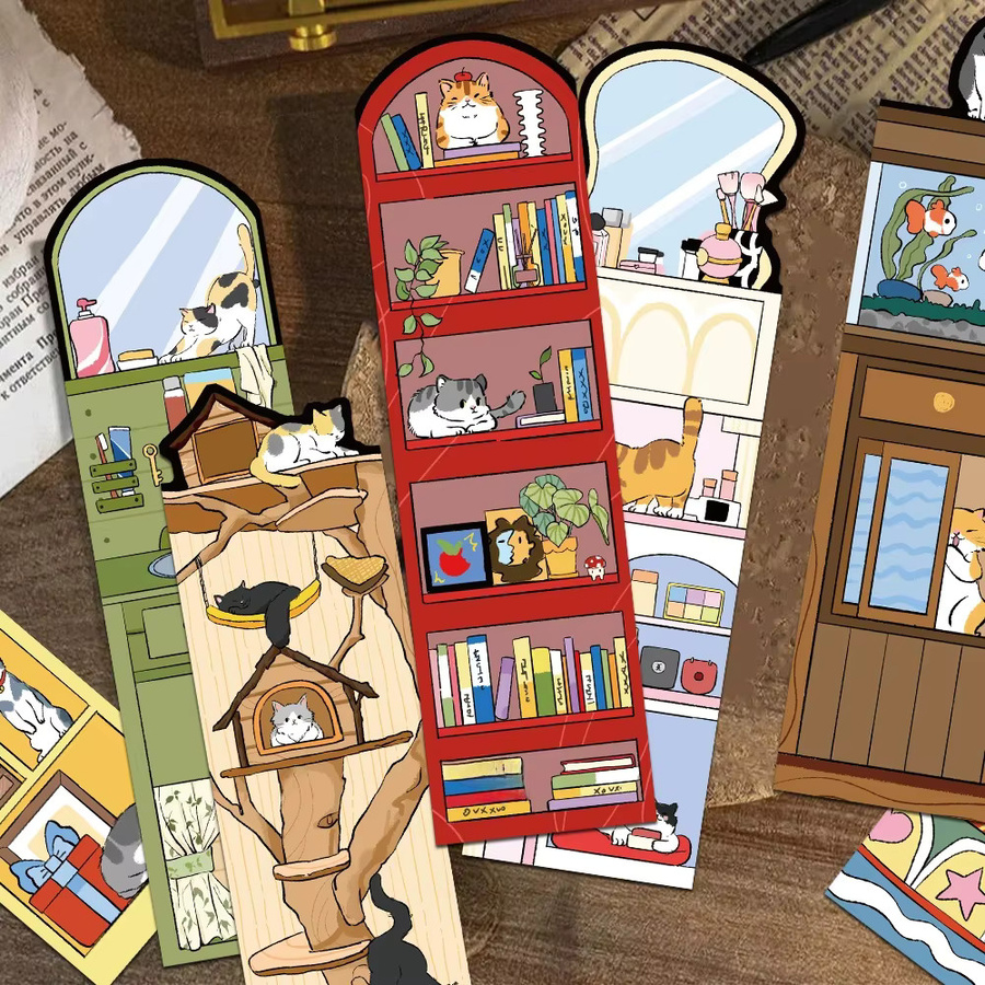 30 Stück Unregelmäßige Katzen Welt Lesezeichen aus Papier in Multicolour für Studenten und kreative Geschenke - Bild 4