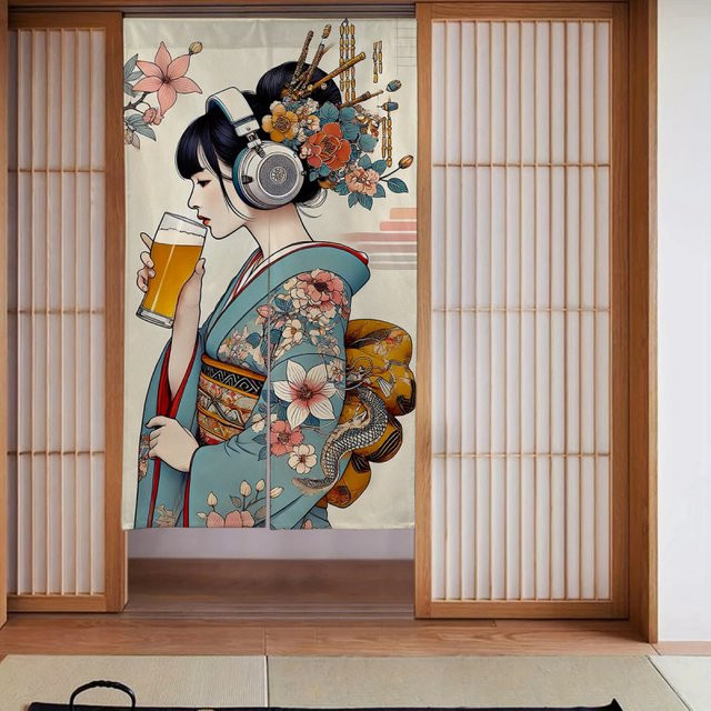 VIKAMA Verdunkelungsvorhänge im japanischen Stil als Raumteiler und Türvorhang, Mehrfarbig - Bild 1