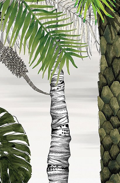 Christian Lacroix Mural Croisette Rainette Wandtattoo mit Palmen in Grün aus Vlies - Bild 1