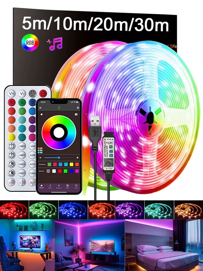 Mikenoon RGB-LED-Streifen mit App-Steuerung und Musik-Synchronisierung via USB 5V zur Heimdekoration - Bild 5