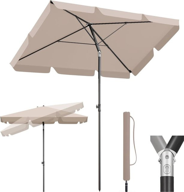Sekey Balkonschirm Rechteckig mit Schutzhülle aus Polyester und Metall, B: 200 cm, T: 125 cm, H: 235 cm - Bild 1