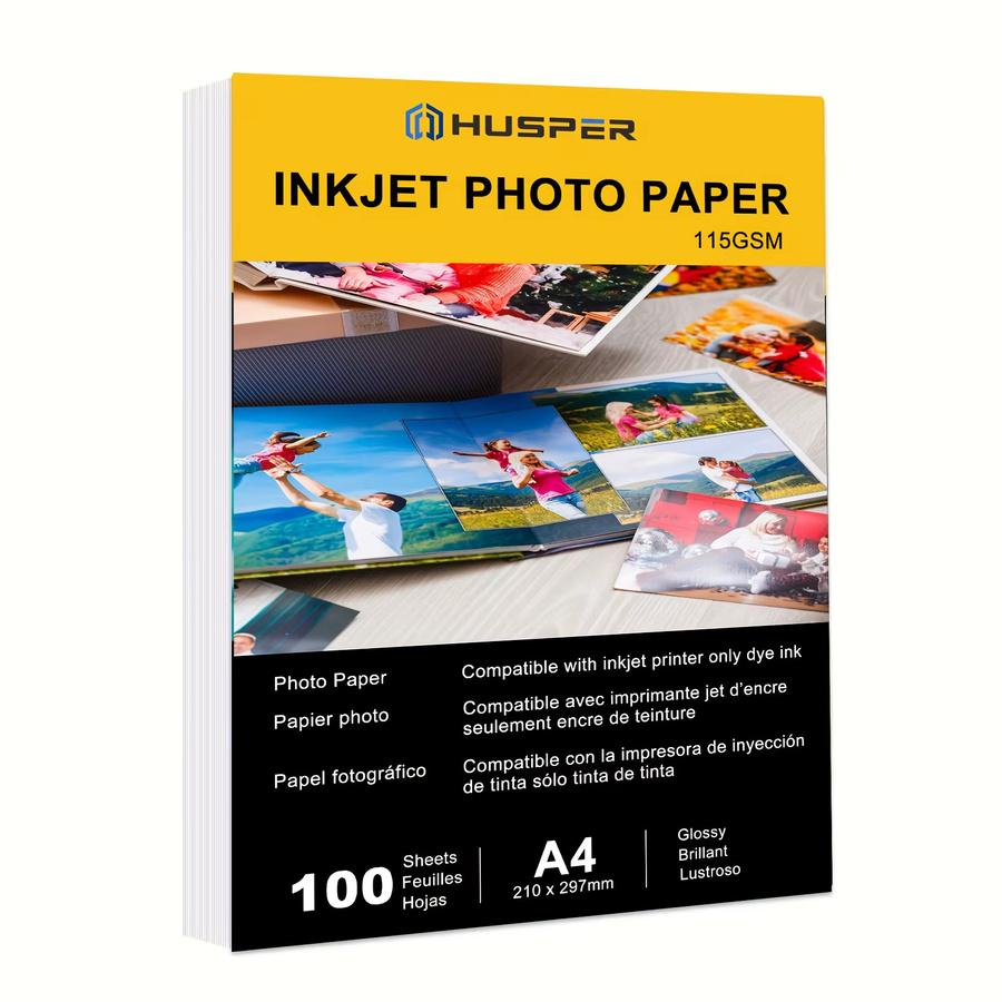 HUSPER Fotopapier A4, 100 Blatt, glänzend weiß, 115 g/m2 für Inkjet-Drucker - Bild 5