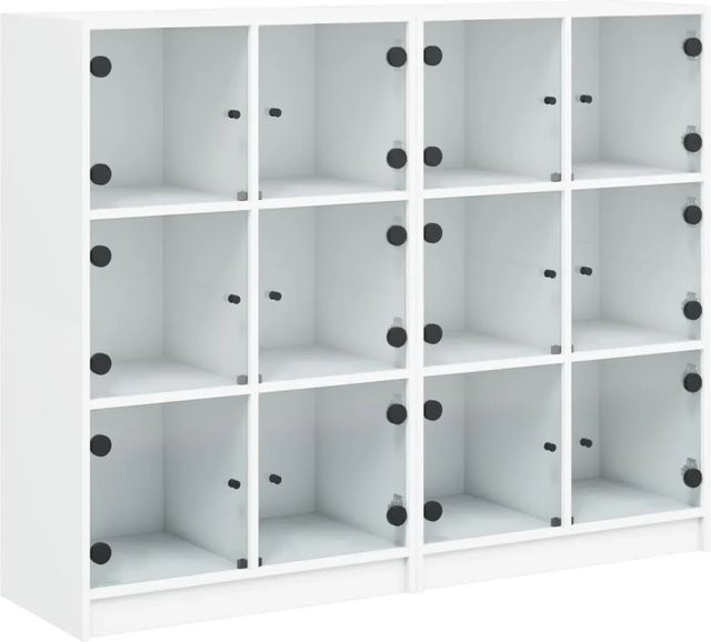 vidaXL Bücherregal mit Türen in Weiß, modernes Design aus Holzwerkstoff, B/T/H: 136 x 37 x 109 cm - Bild 1