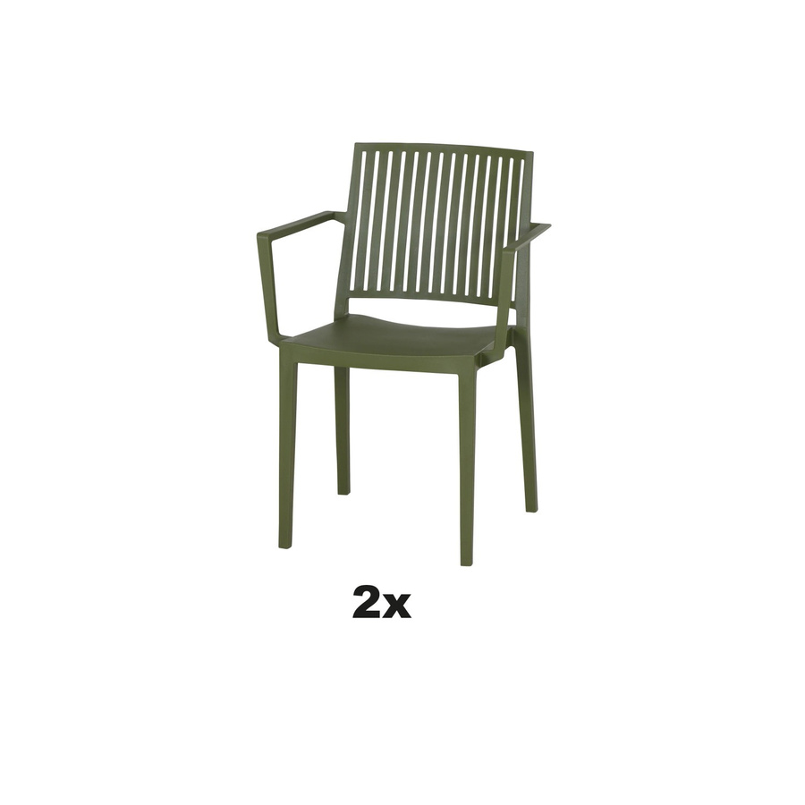 Siena Garden Stapelsessel-Set Lane 2-teilig in Olive, UV-beständige Gartenstühle aus Polypropylen und Glasfaser - Bild 2