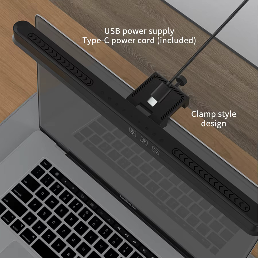 GGBEE LED Monitorlampe Schwarz mit USB-Touch-Dimmer und asymmetrischer Hintergrundbeleuchtung für Home Office und Task Lighting - Bild 2