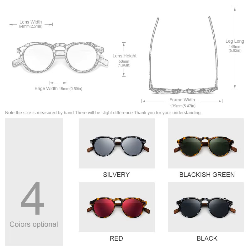 Ravenisa Sonnenbrille Holzrahmen, Vollrand, Round, Unisex - Bild 1