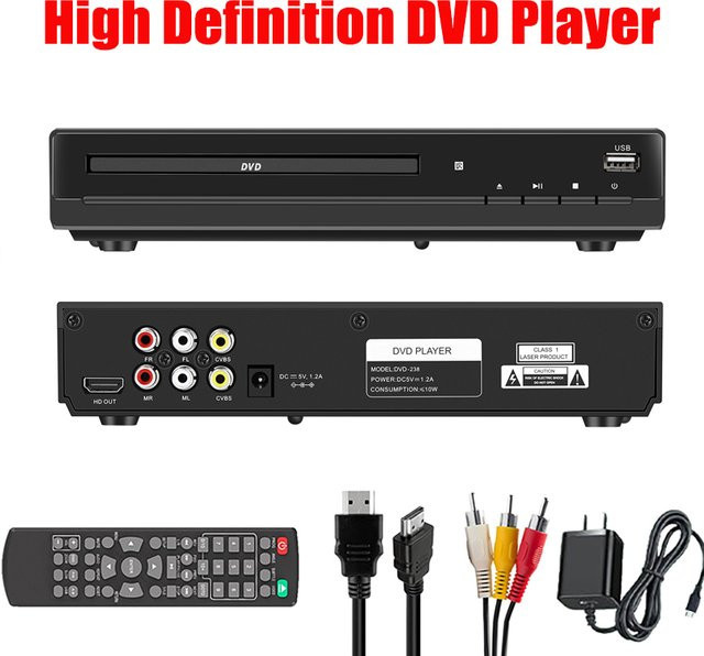 Luxuglow Full HD DVD-Player mit HDMI, CD-Player und Fernbedienung in Schwarz - Bild 1