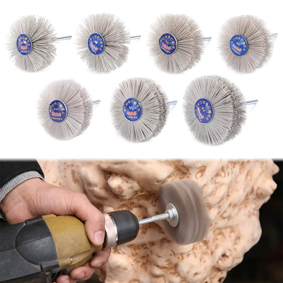 DAZZLEEX Schleif-Nylon-Radbürste für Holzarbeiten und Möbel, Durchmesser: 80 mm, Schaft: 6 mm, Körnung: 80-600 # - Bild 4