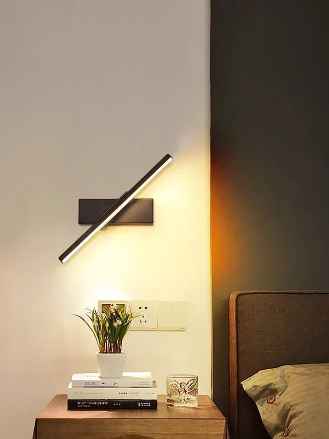 Moderne LED-Wandleuchte von Sanoni in Schwarz, verstellbare Spiegellampe aus Metall für Badezimmer, Schlafzimmer und Wohnzimmer mit warmweißem Licht - Bild 4