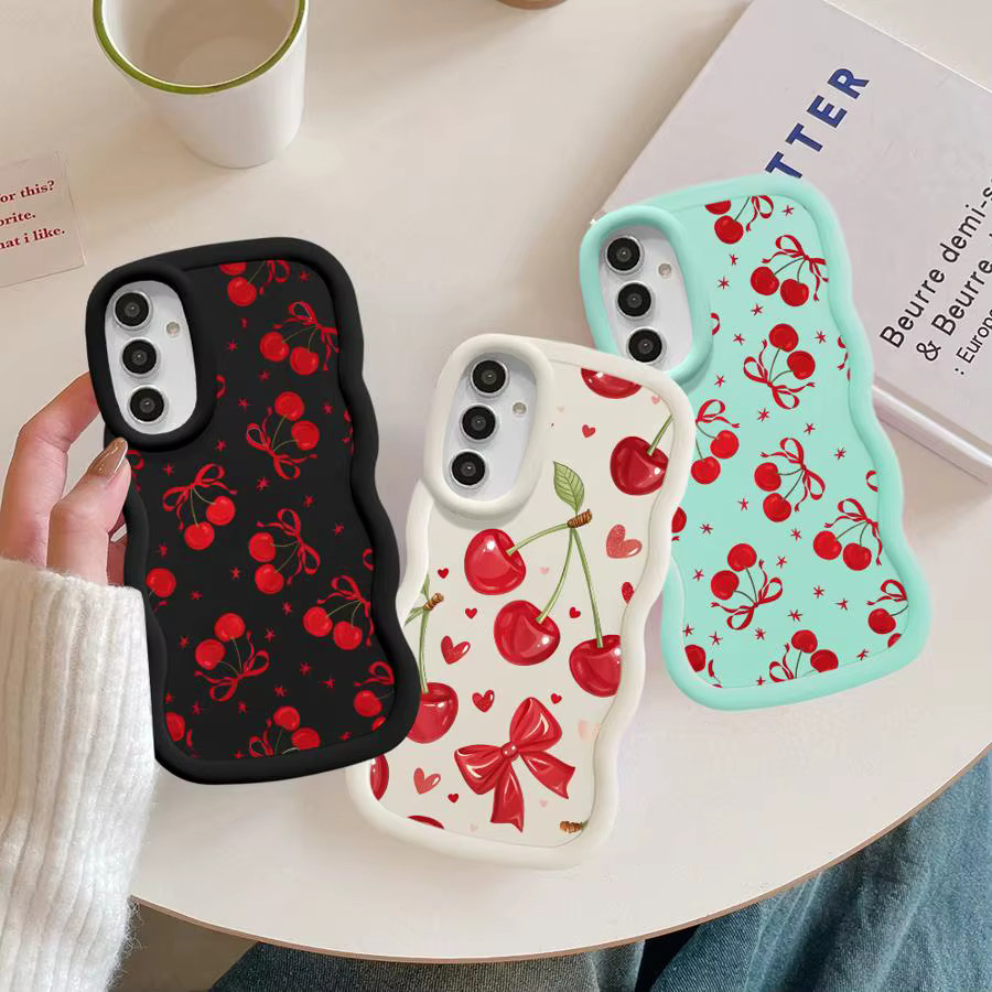 Soft Phone Cover für Samsung Galaxy A-Serie in Rot mit Lovely Cherry Design - Bild 2