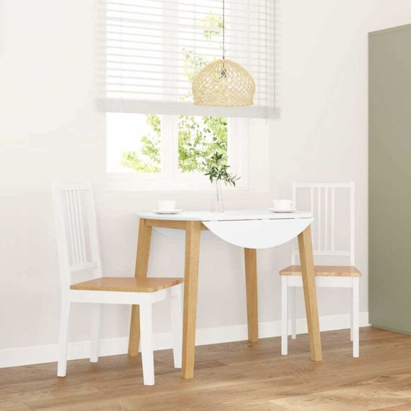 2er Set Esszimmerstühle aus Massivholz in Weiß und Natur im skandinavischen Design von vidaxl - Bild 1