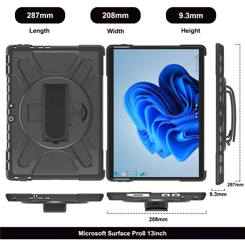 Stoßfeste 360 Grad drehbare Tablet Hülle für Microsoft Surface Pro 12 10 9 8 7 Plus 6 5 4 in Schwarz - Bild 6