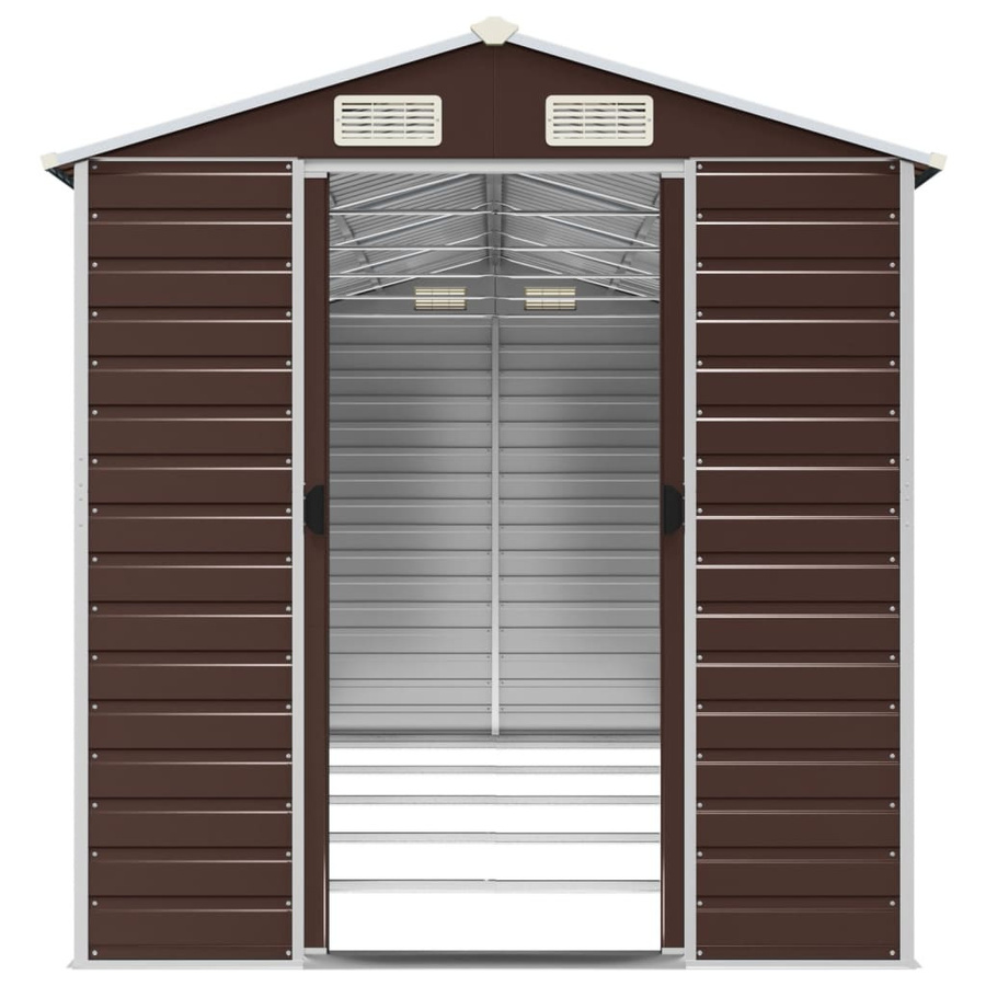 vidaXL Gerätehaus aus verzinktem Stahl in Braun mit Schrägdach, B/T/H: 470 x 191 x 198 cm - Bild 4