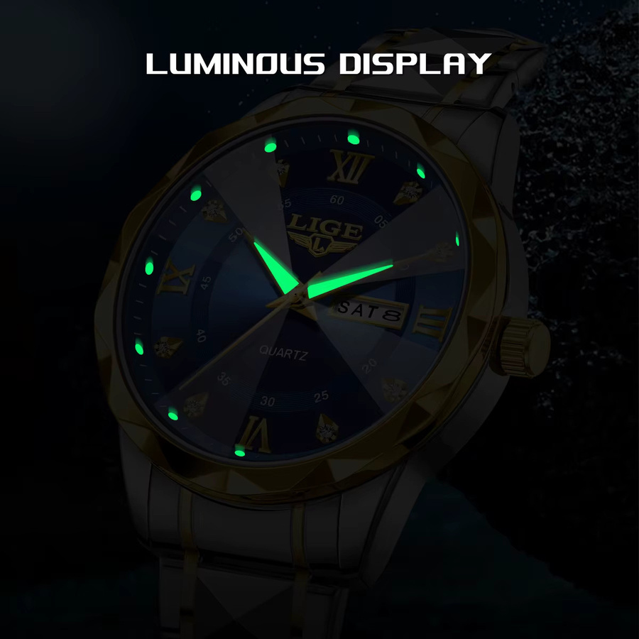 LIGE Armbanduhr Edelstahl, Quarz, Datum, Wochentag, Herren - Bild 6
