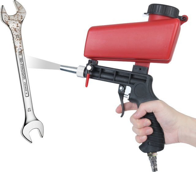 NICEYARD Tragbare Schwerkraft-Sandstrahlmaschine Handheld Pneumatische Sandstrahlpistole Set, Rot, 90 psi - Bild 1