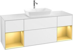 V&B Waschtischunterschrank Finion in Weiß glänzend lackiert mit goldenen Griffen, Breite: 160 cm, Tiefe: 50,1 cm, Höhe: 50,1 cm - Bild 1