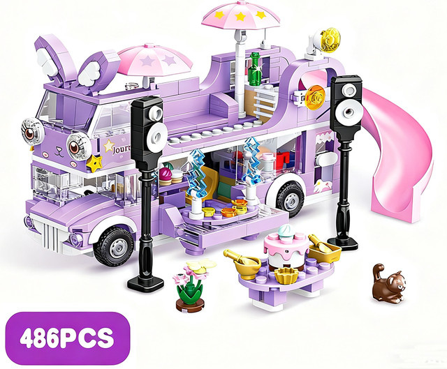 Mädchen Freunde Doppel-Storey Star Rabit Bus Bausteine Spielzeug, 486 Teile - Bild 1