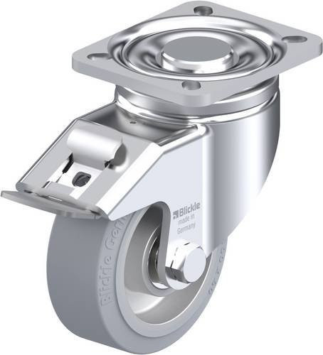 Blickle Lenkrolle LH-ALEV 100K-1-FI-SG mit Feststeller in Silber/Grau, Rad-Durchmesser: 100 mm, Tragfähigkeit: 200 kg - Bild 1