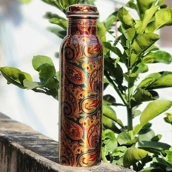 Handgefertigte Kupferwasserflasche von ROYAL HANDICRAFT in Schwarz, Volumen: 928 ml (32oz) - Bild 1