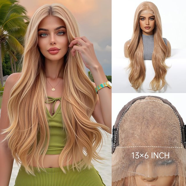 HAIRCUBE Spitzenperücke, blonde synthetische Wellenperücke, Damen - Bild 1