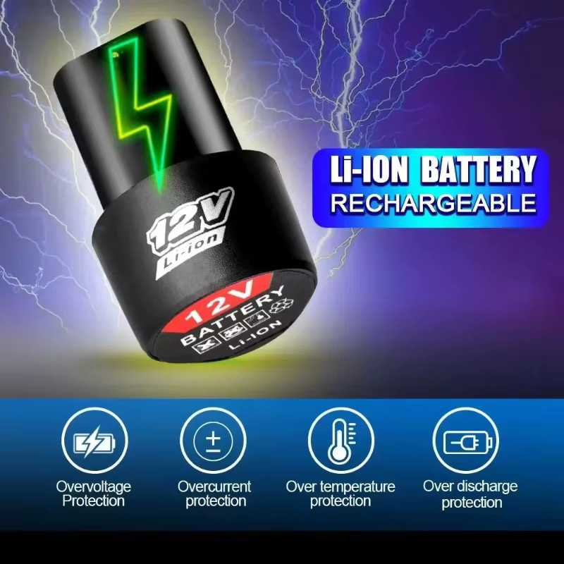 XMSJ 12-V-Lithium-Akku in Schwarz für Elektrowerkzeuge wie Bohrmaschinen, Schraubendreher und Winkelschleifer - Bild 3