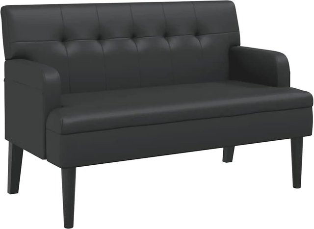 vidaXL Bank mit Rückenlehne in Schwarz aus Kunstleder und Gummibaumholz, B/T/H: 112 x 65,5 x 75 cm - Bild 1