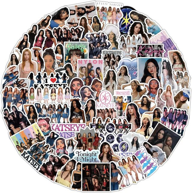 Katseye Kpop Girl Group Graffiti-Aufkleber Set, wasserfeste Sticker in Multicolour für Handy, Gitarre und Scrapbook, 50 Stück - Bild 1