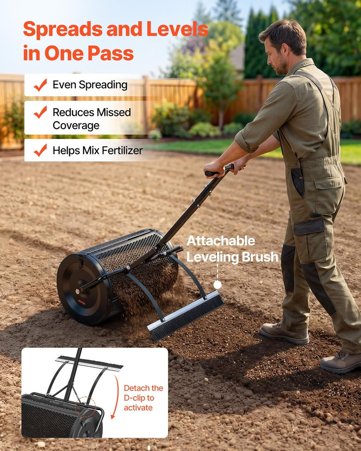 Buying Solutions MB Kompoststreuer aus pulverbeschichtetem Stahl in Schwarz mit Bürste und Schiebe-/Zuggriff, Breite: 61 cm - Bild 5