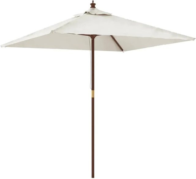 vidaXL Sonnenschirm mit Holzmast aus Bambus und Hartholz in Sandfarben B/T/H: 198 x 198 x 231 cm - Bild 1