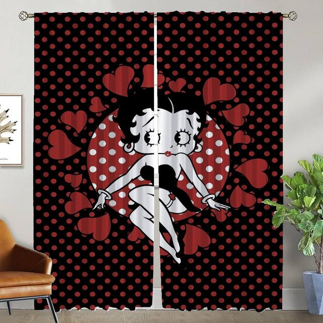 Bettys Boop Halloween Dekoration Vorhänge aus Tüll, 2er Set, Mehrfarbig, Breite: 50 cm, Höhe: 70 cm - Bild 1