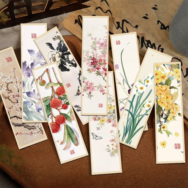 30 Stück Lesezeichen im chinesischen Stil mit Tinte-Malerei-Design, Mehrfarbig, aus Papier - Bild 1