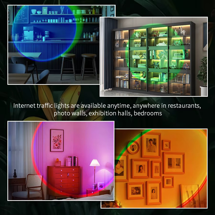 GGBEE USB-Nachtlicht RGB Farbwechsel Sonnenuntergangslampe als Stimmungslicht für Schlafzimmer und Fotografie in Multicolour - Bild 3