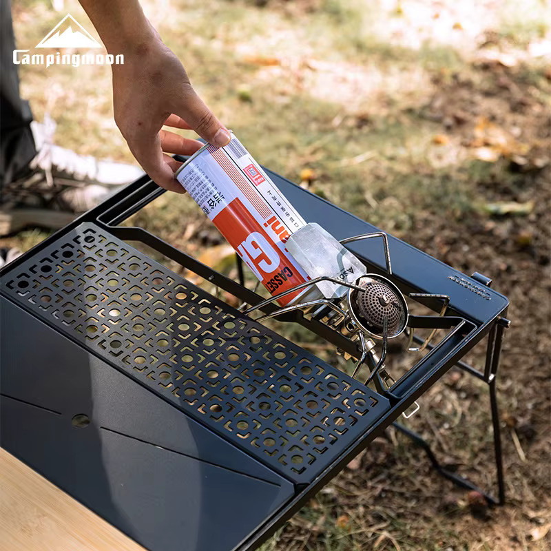 CAMPINGMOON Spider Oven Einheitsplatte aus Edelstahl mit Gastankablage für SOTO Spider Oven IGT, Farbe: Silber/Schwarz, B/T/H: 35,6 x 25,0 x 25,0 cm - Bild 2