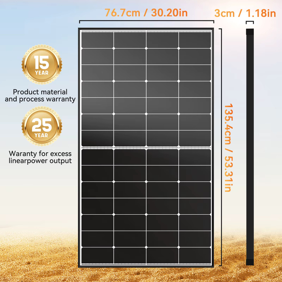 Rvpozwer 300 W Solarpanel Monokristallin N-Typ 10BB hocheffizient in Schwarz für Wohnmobile und Off-Grid Systeme - Bild 3