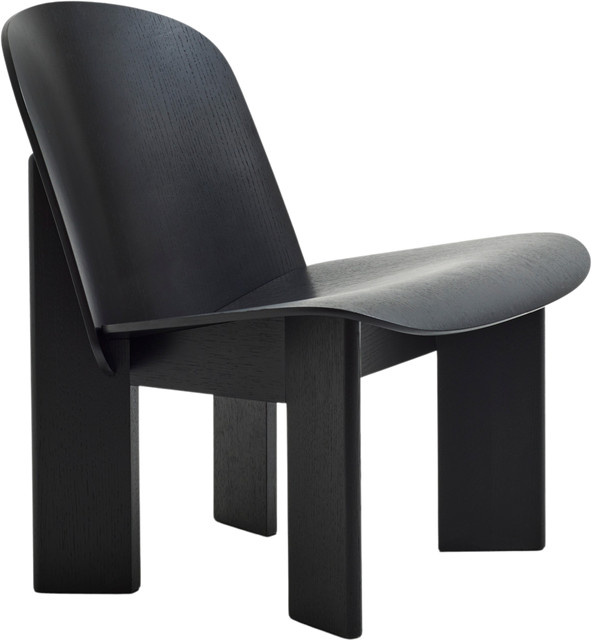 HAY Chisel Lounge Sessel mit Armlehnen in Schwarz aus Massivholz - Bild 1