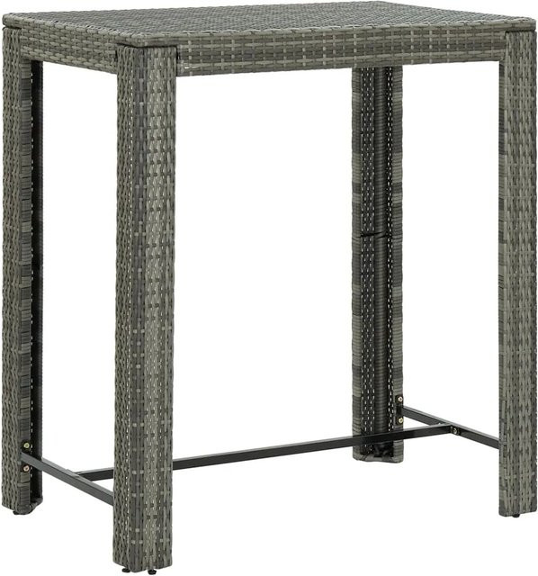 vidaXL Garten-Bartisch aus PE-Rattan in Grau, B/T/H: 100 x 60,5 x 110,5 cm - Bild 1