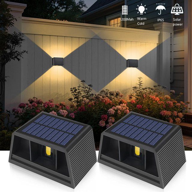 ATcomm LED Solar Wandleuchte Up und Down Outdoor Beleuchtung in Schwarz aus ABS - Bild 1