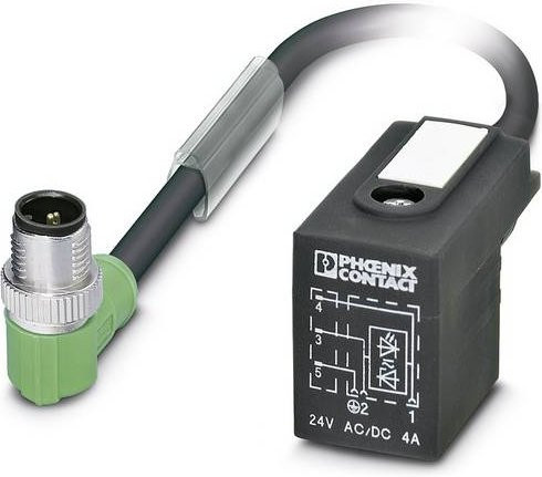 Phoenix Contact 1435357 Sensor-Aktor-Steckverbinder M12 Stecker gerade und gewinkelt, Polzahl, Farbe: Schwarz/Grau, Länge: 1,50 m - Bild 1