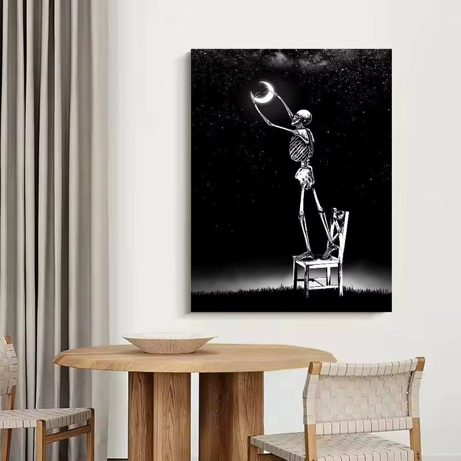 Selbstklebendes Wandkunst Poster Potdemiel Totenkopf-Liebe in Schwarz, Modernes Abstract Design, Rahmenloses Papierposter - Bild 5