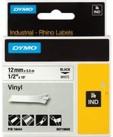 Dymo Rhino IND ORIGINAL Beschriftungsband aus Vinyl, Breite: 12 mm, Länge: 5,5 m, schwarz auf weiß - Bild 1