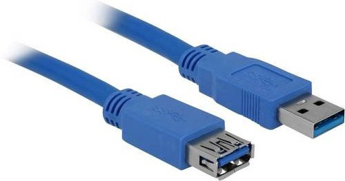 Delock USB 3.2 Gen1 Kabel mit USB-A Stecker und USB-A Buchse, Blau, 1,00 m - Bild 1