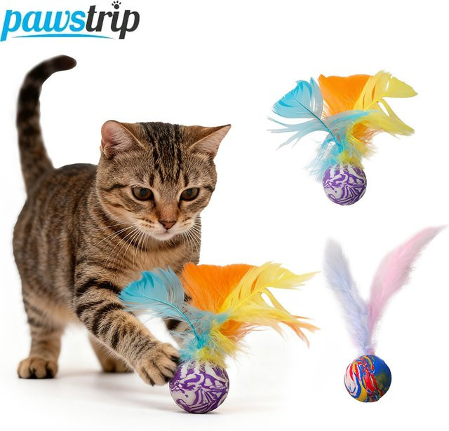 pawstrip Katze Hüpfbälle Spielzeug, 2-teiliges Set, interaktives Feder Spielzeug - Bild 1